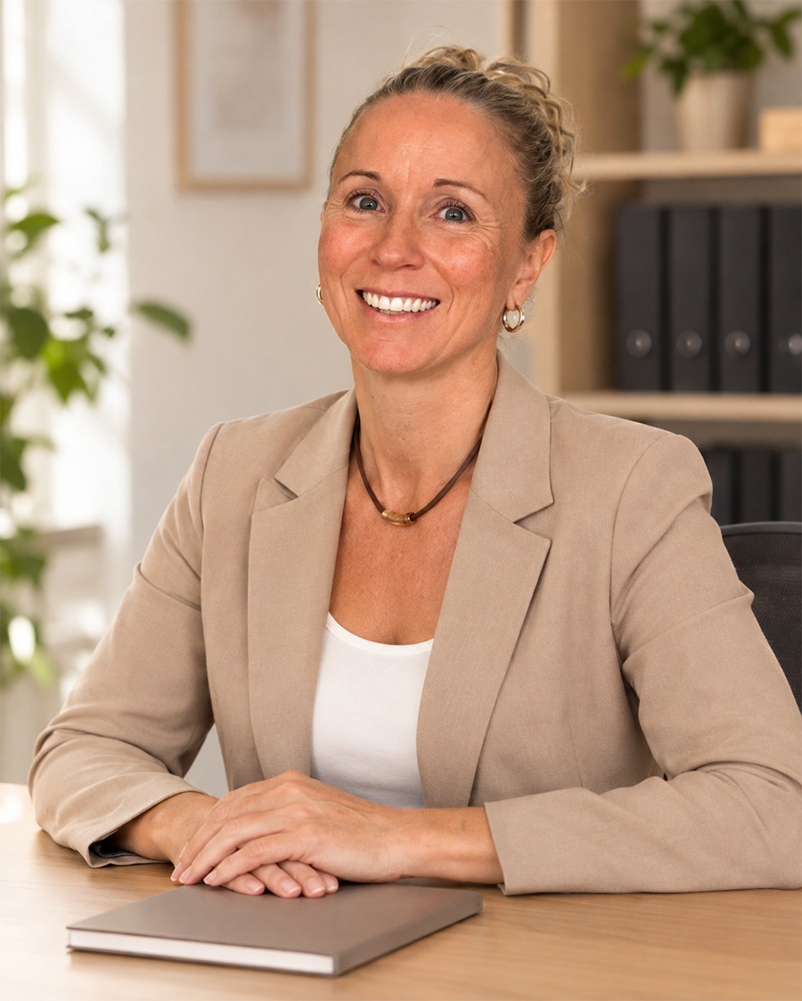 Manuela Fodroczi an ihrem Schreibtisch